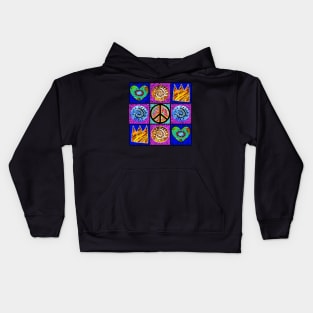 hearts, love and peace Kids Hoodie